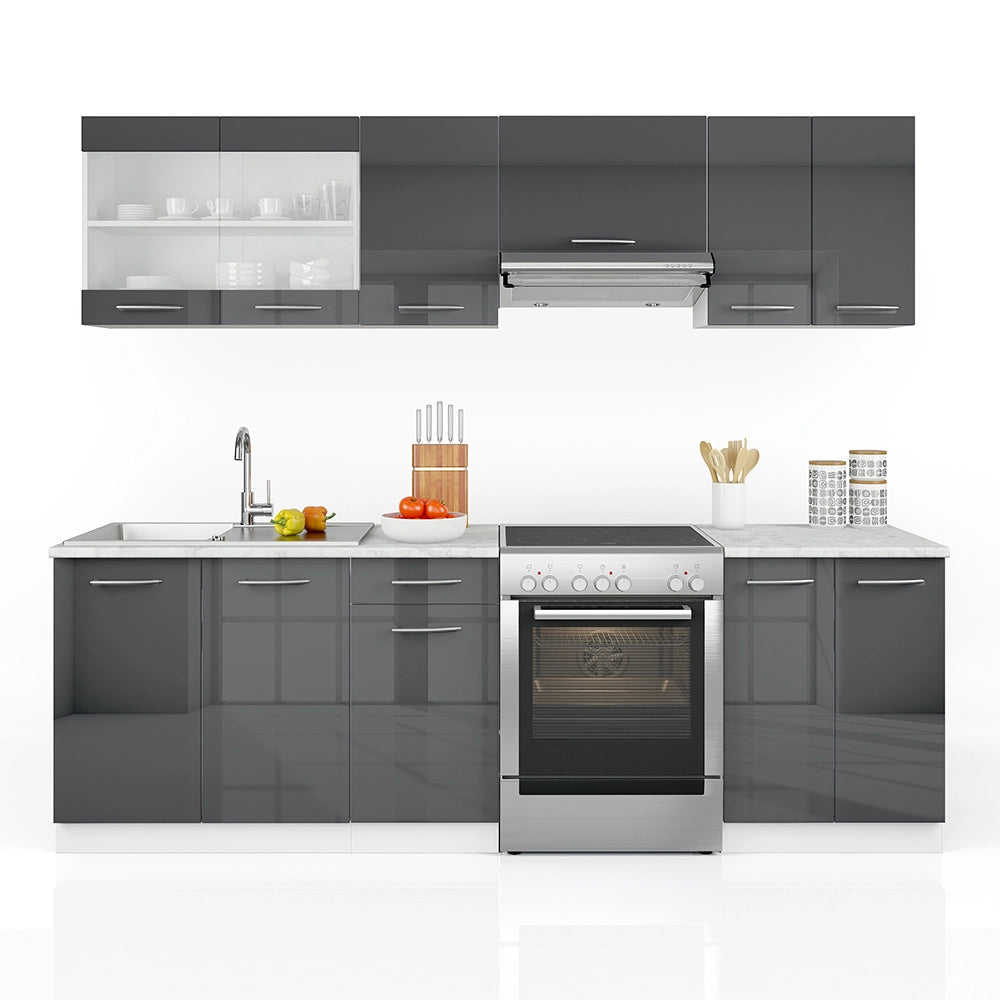 Vicco Cucina componibile Antracite 240 cm , PL Marmo