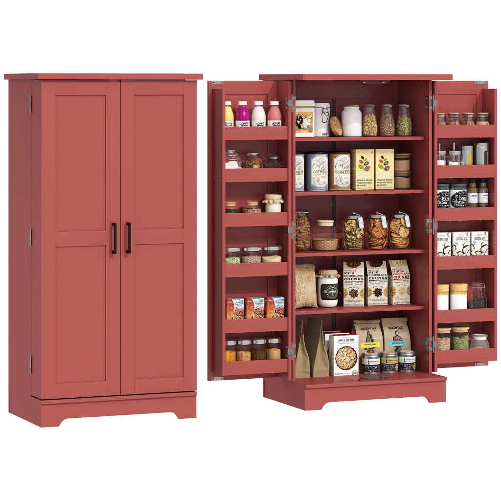 Buffet Cucina con Ante e Ripiani ¨C zephmum ¨C Legno Rosso 60x40x120 cm