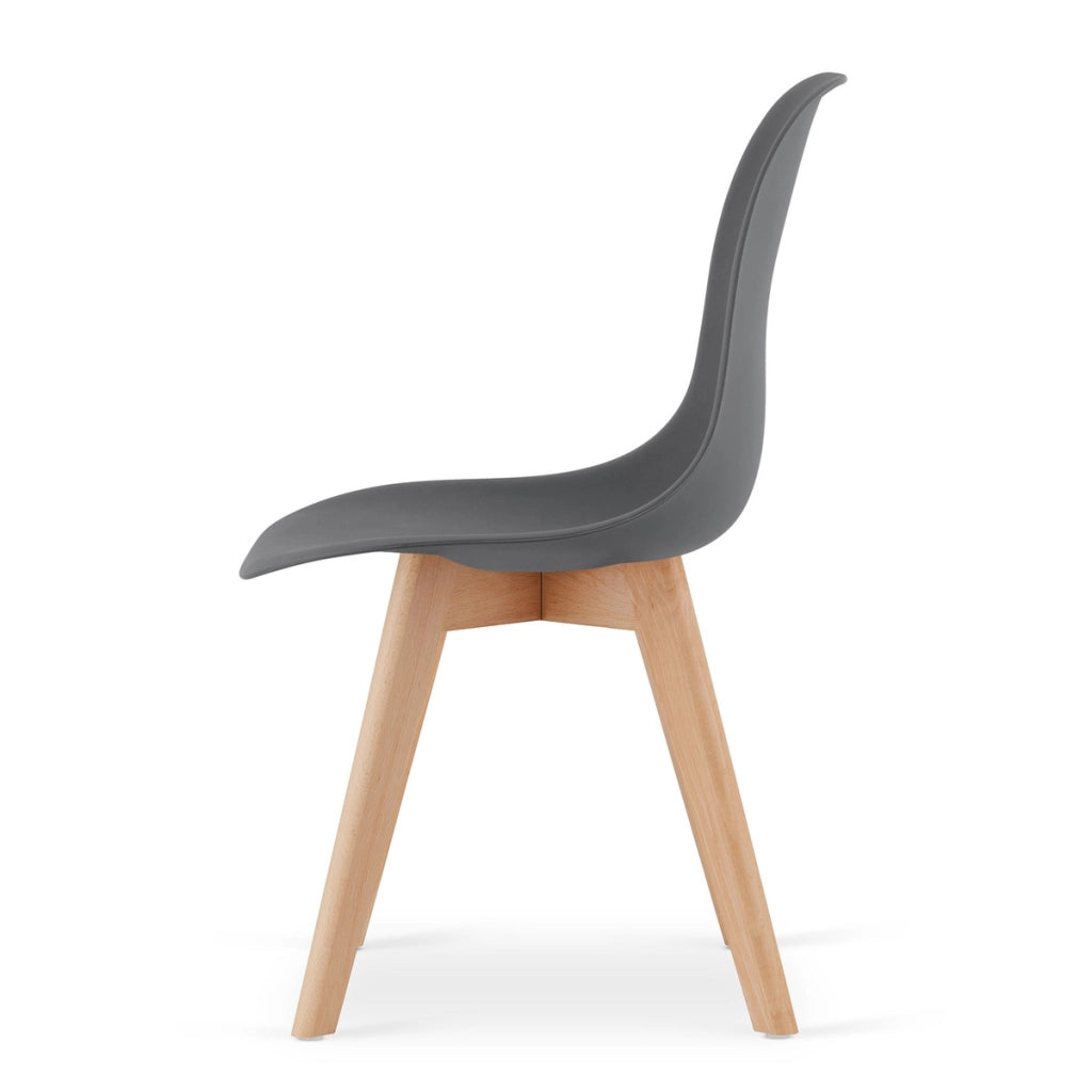 Sedia di design Kito grigio scuro con gambe in faggio
