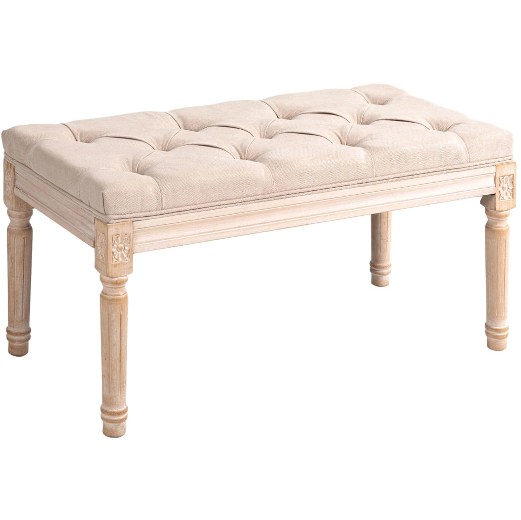 Panca imbottita vintage beige 80x40x43 cm