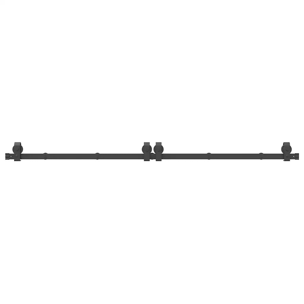 Kit di Binari per Porte Scorrevoli 200 cm Acciaio Nero