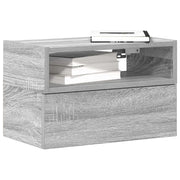 Comodino a Muro-Tavolino da notte sospeso Grigio Sonoma 45x26x28,5 cm