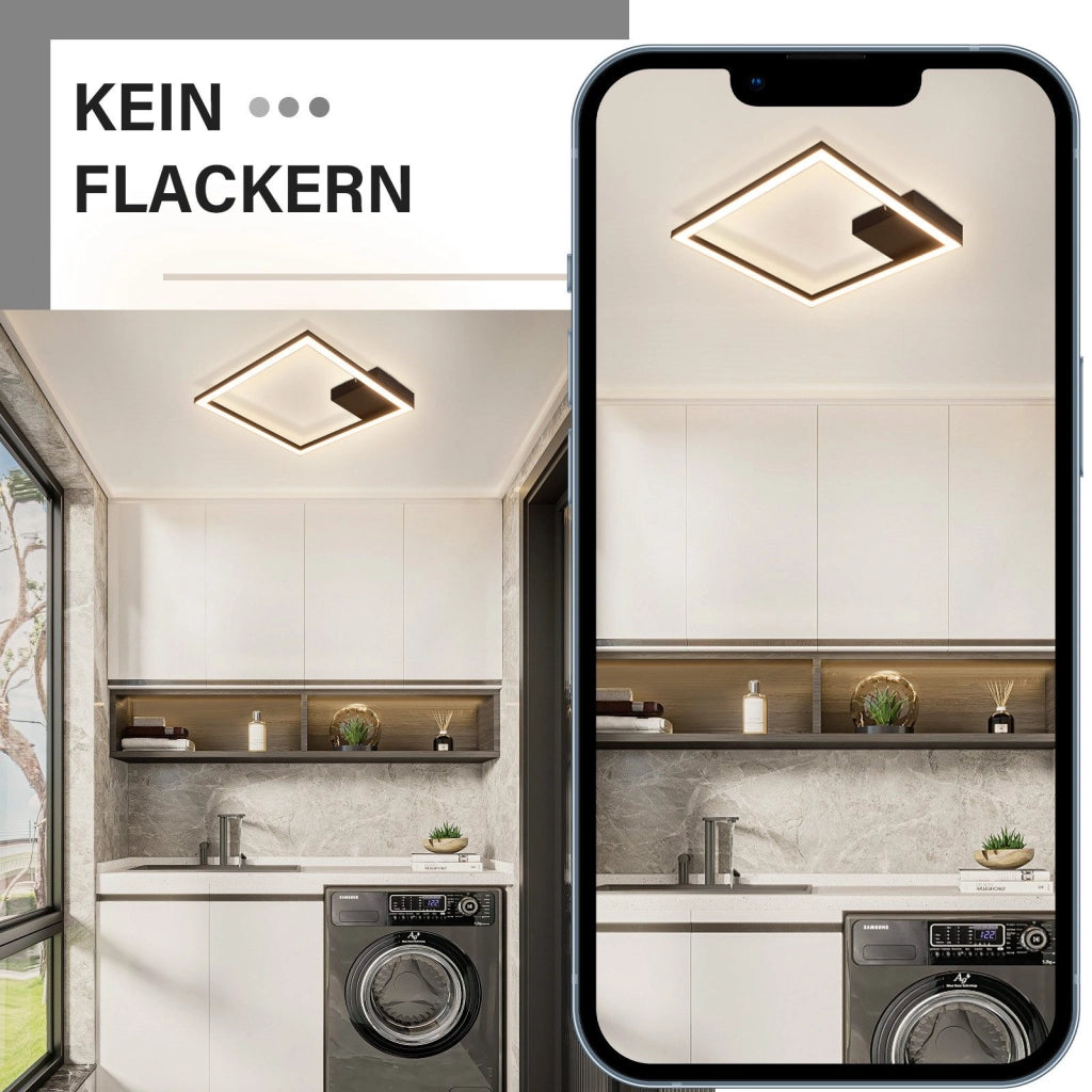 ZMH Lampada da soffitto plafoniera LED quadrata nera 3000K moderna per soggiorno corridoio cucina
