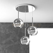 SOSP. CROMO TONDA 3 LUCI VETRI TUTTI MEDIO CROMO 1155CR-S3 TM-CR
