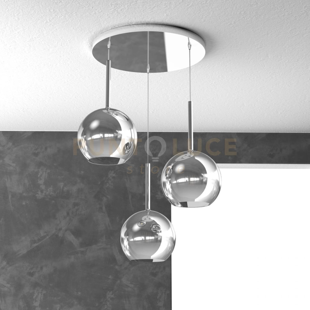 SOSP. CROMO TONDA 3 LUCI VETRI TUTTI MEDIO CROMO 1155CR-S3 TM-CR