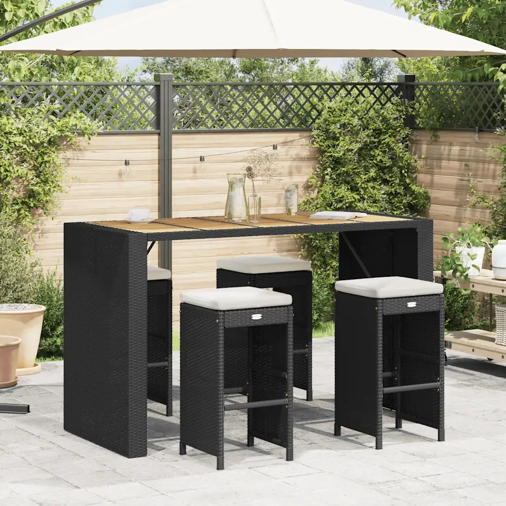 Sgabelli da Bar con Cuscini 4 pz Neri in Polyrattan CFW4970443