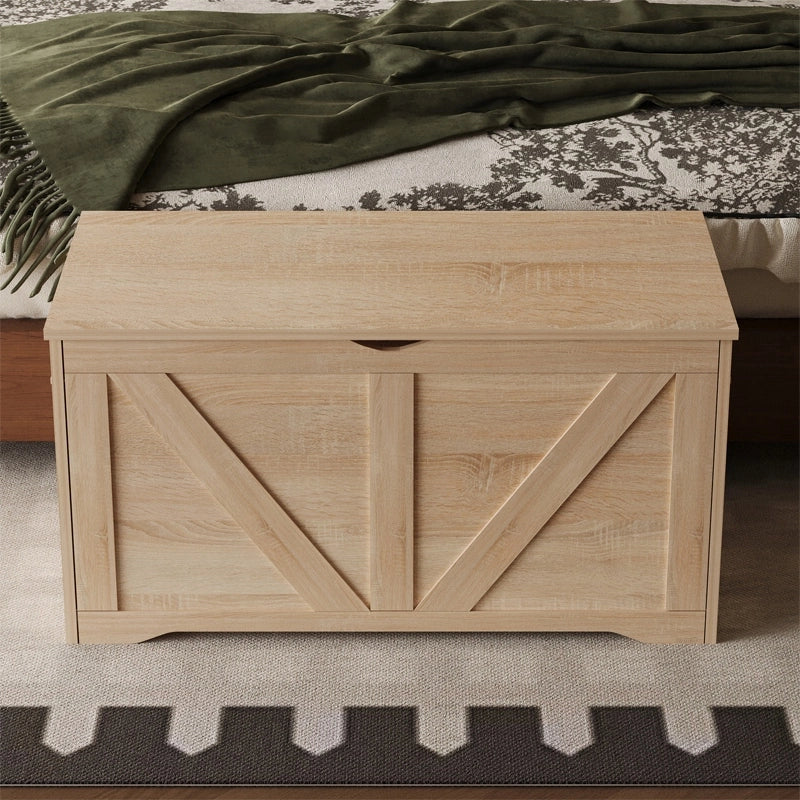 GRANDE CASSA DI LEGNO PER CONTENITORE MARRONE CHIARO BAULETTO PANCA