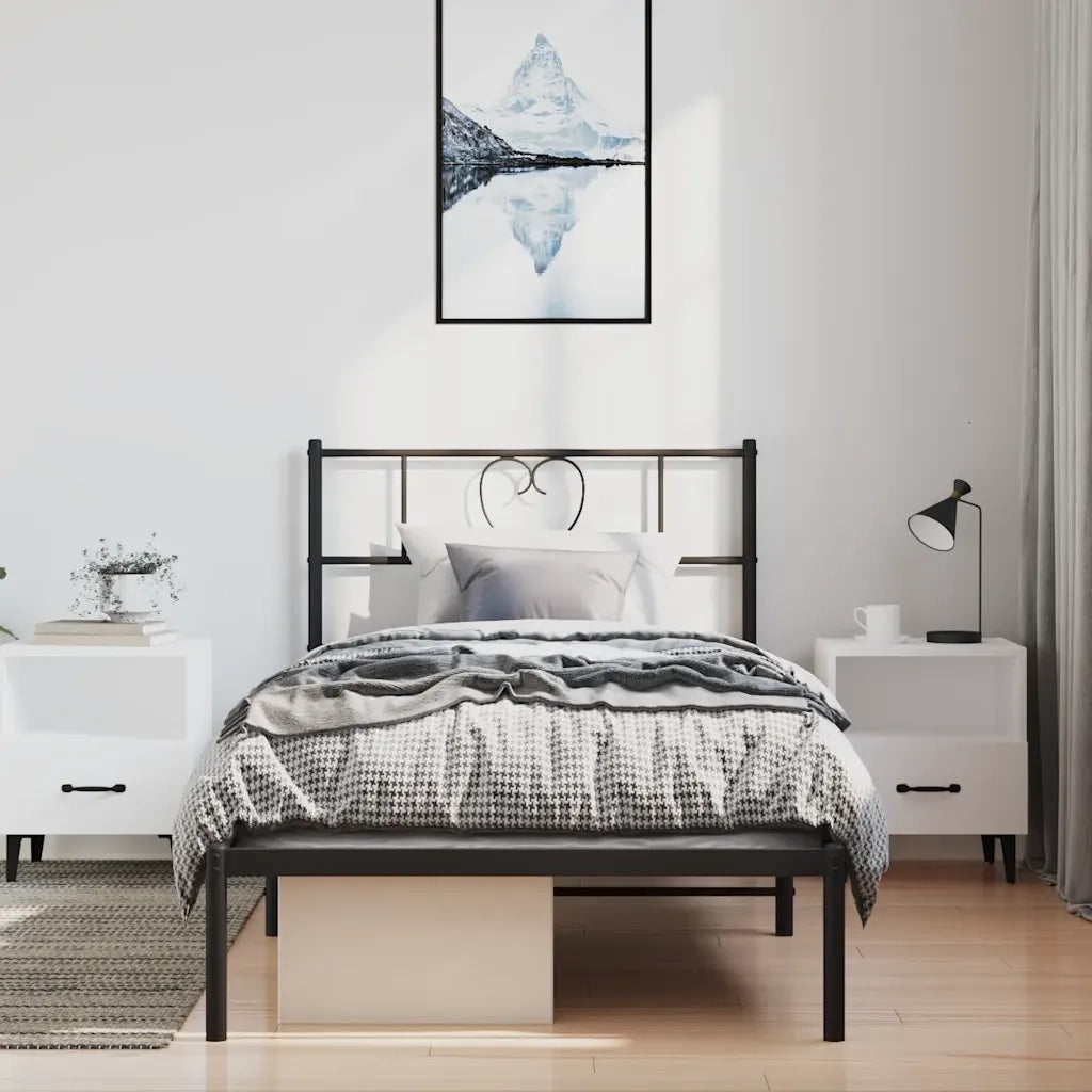 Giroletto con Testiera in Metallo Nero 100x190 cm 355457
