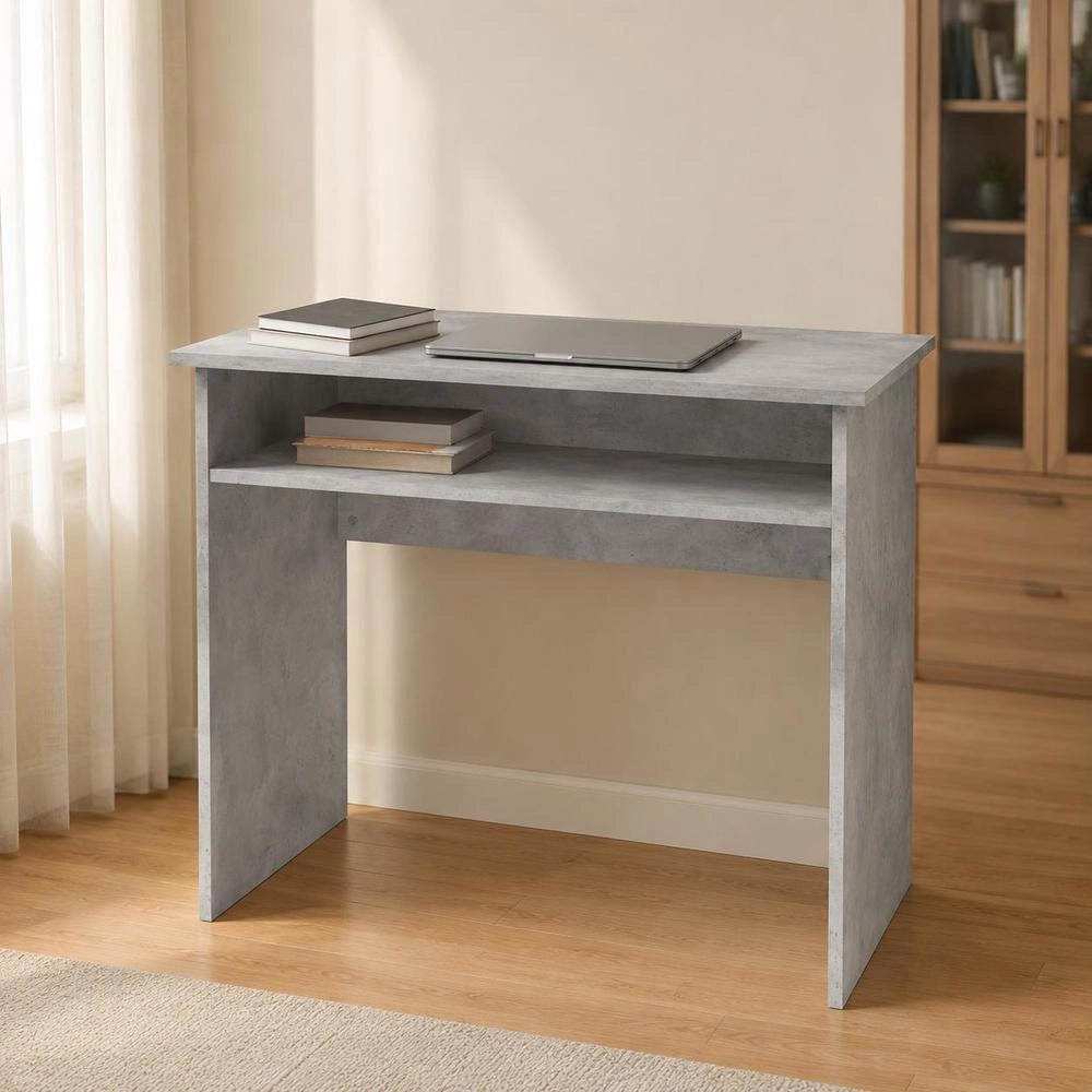 Desk Concrete Grey 90x50x74 Cm Wood Material