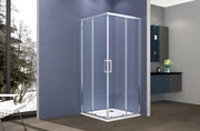 Box doccia angolare 75x80 cm con ante scorrevoli in cristallo temperato 6mm H 195 cm AMBRA Cromato