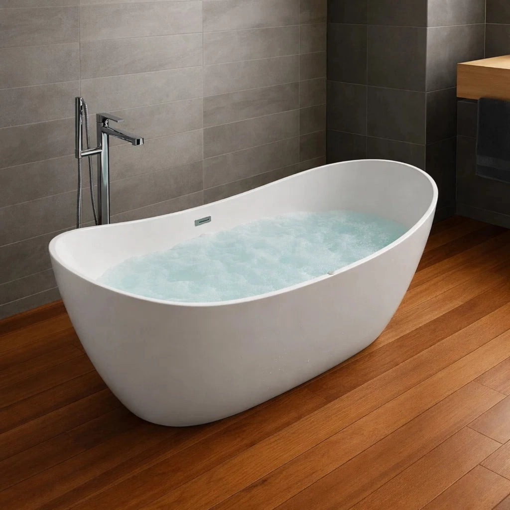 Vasca freestanding idromassaggio acrilico con sistema idro air jet e luce led integrata comfort e benessere di lusso ...