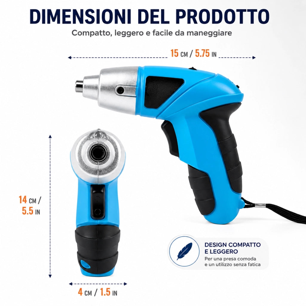 Avvitatore a Batteria 4,8V 2Ah 180 giri LED 11 Punte VP10104