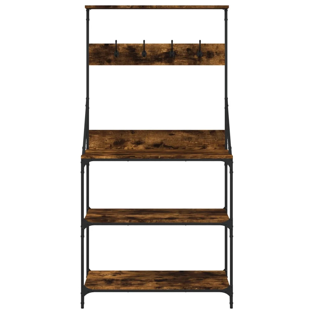 Scaffale Cucina Ganci 4 Ripiani Rovere Fumo Legno Multistrato CFW8540012