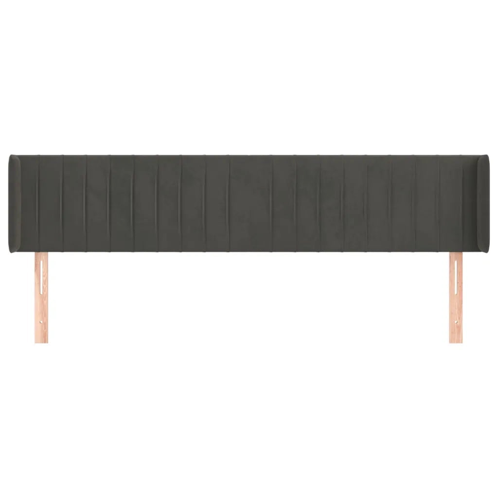 Testiera | Testata ad Orecchio Grigio Scuro 163x16x78/88 cm in Velluto