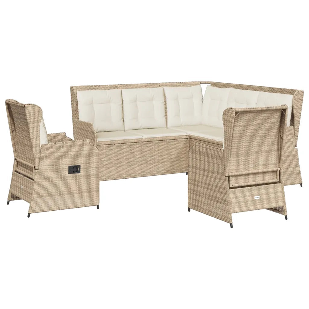 Set Divani da Giardino 5 pz con Cuscini in Polyrattan Beige 3262153