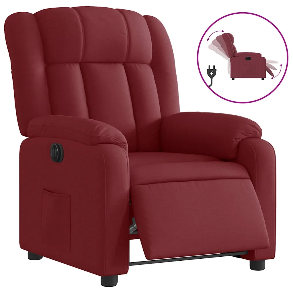 Poltrona Elettrica Reclinabile Rosso Vino in Tessuto 3205295
