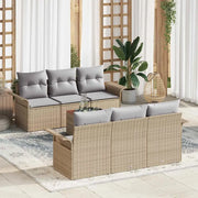 Set Divano da Giardino 7 pcs Beige e Grigio Chiaro polyrattan 3355942
