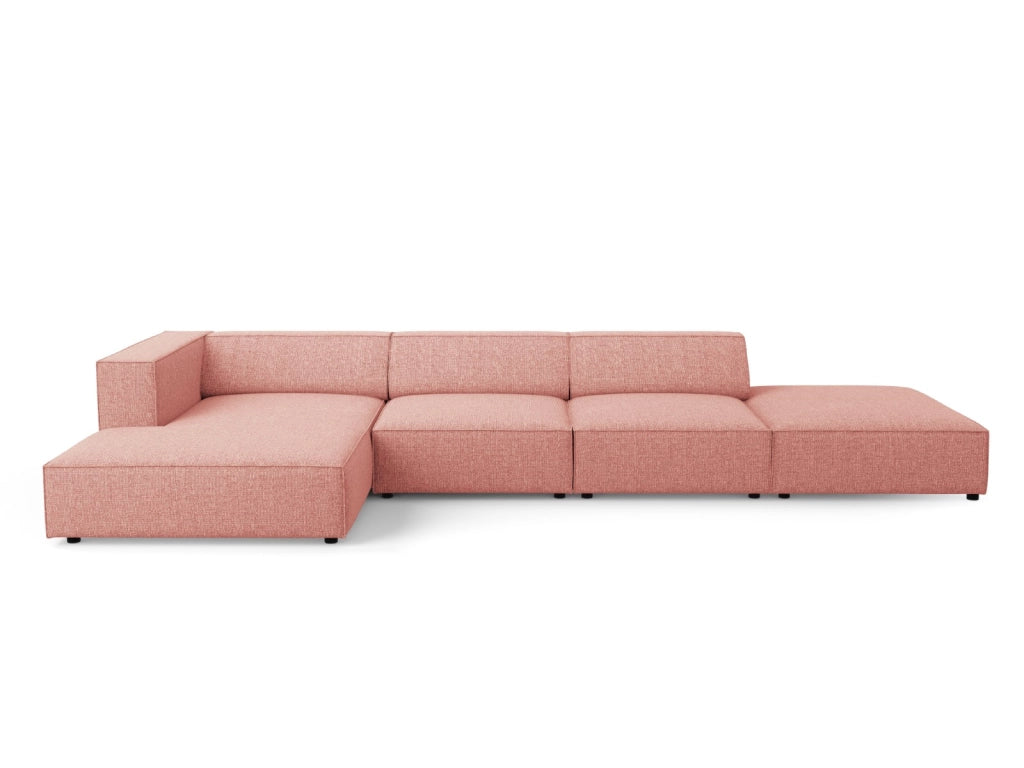 Cosmopolitan Design - Divano angolare sinistro "Arendal" 5 posti in ciniglia rosa 