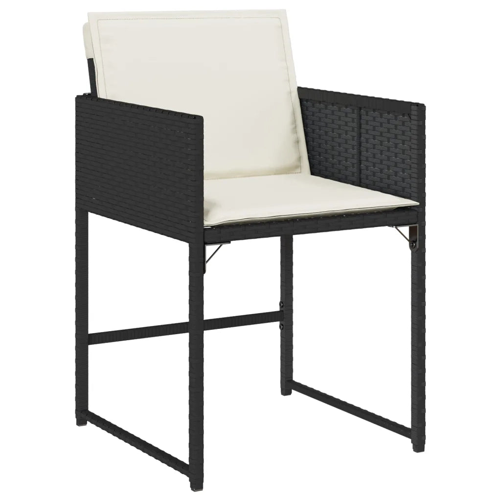 Set da Pranzo da Giardino 7 pz Nero con Cuscini in Polyrattan 3278033