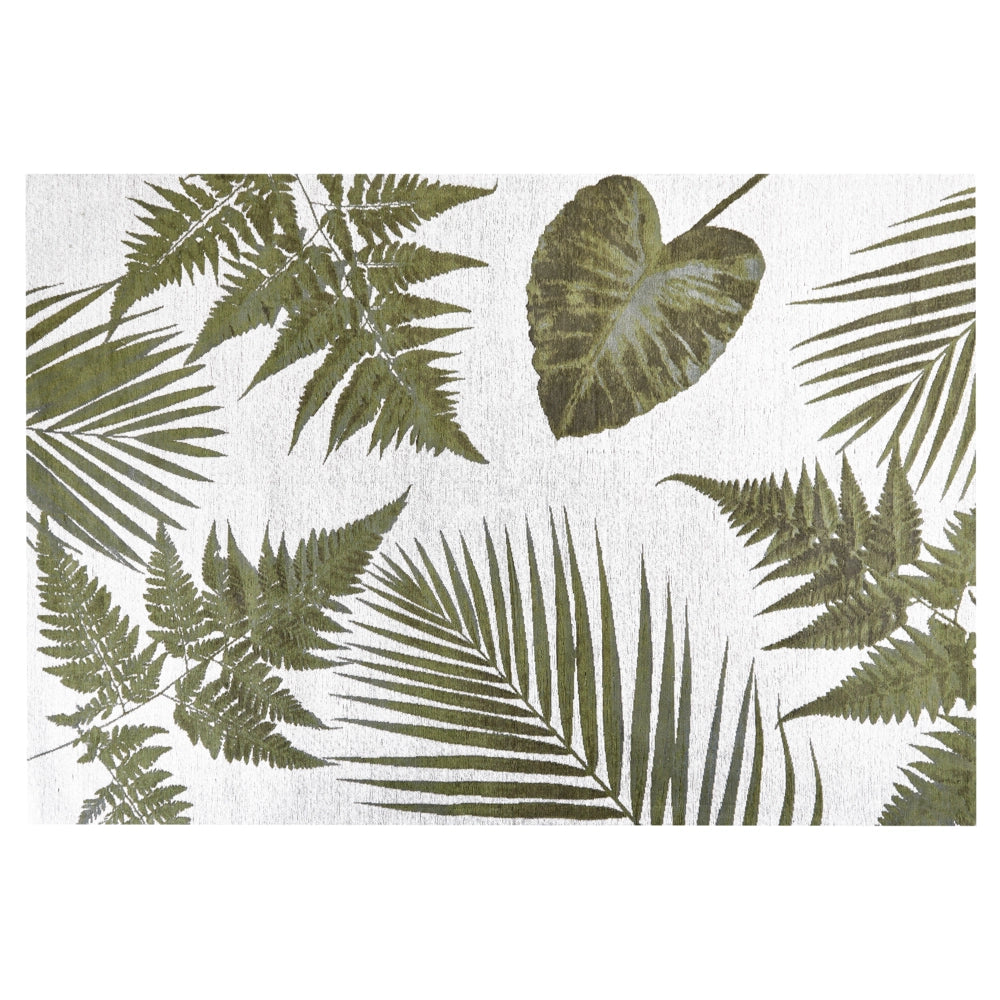 Tappeto verde in cotone con motivo a foglie  per soggiorno 140 x 200 cm Rustico Boho