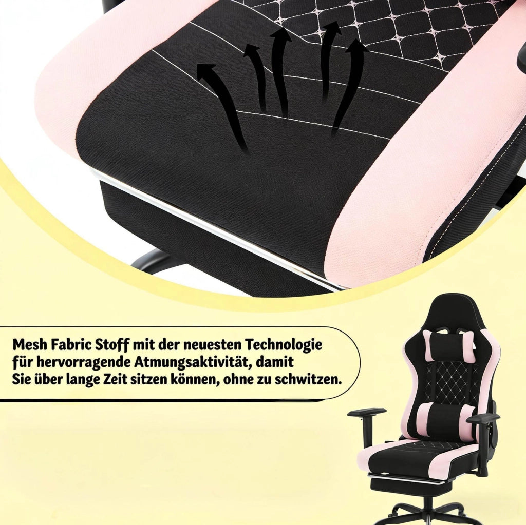 Sedia gaming ergonomica con massaggio, rete e poggiapiedi