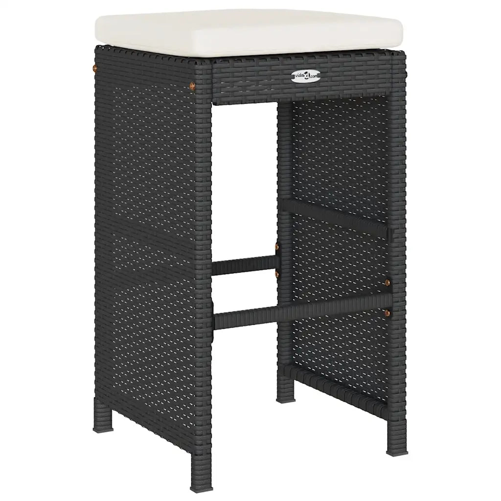Sgabelli da Bar con Cuscini 2 pz Neri in Polyrattan CFW3794312