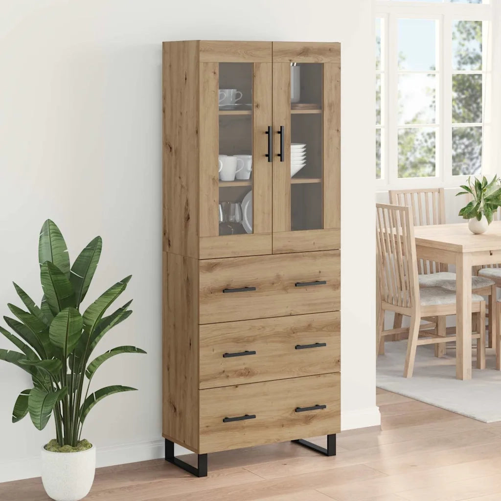 Credenza 2 pcs Rovere artigianale Legno multistrato
