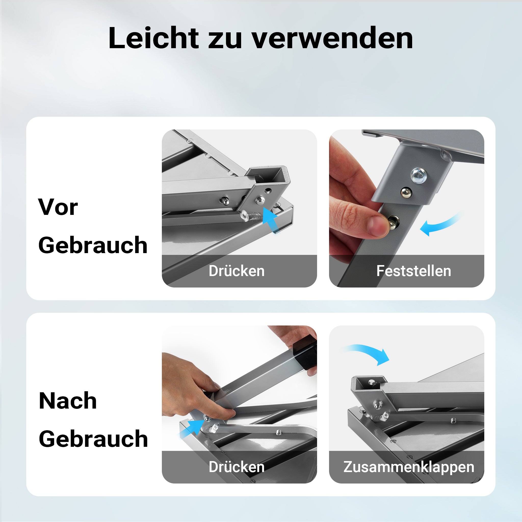 Scalino camper pieghevole in alluminio fino a 220 kg, antiscivolo, Scaletta per roulotte