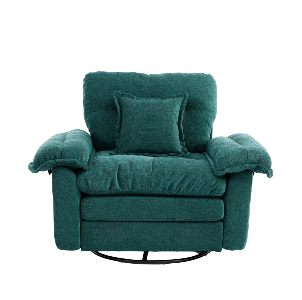 Poltrona girevole Chenille 360° oversize con cuscino di supporto per soggiorno, camera da letto e cameretta