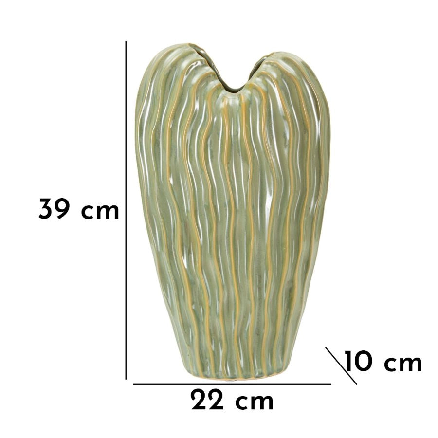Vaso Venice 22x10x39 cm in Ceramica Verde