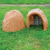 Nicchia Rocciosa Artificiale da Giardino 35x33 cm con 4 Prese Elettriche in Vetroresina