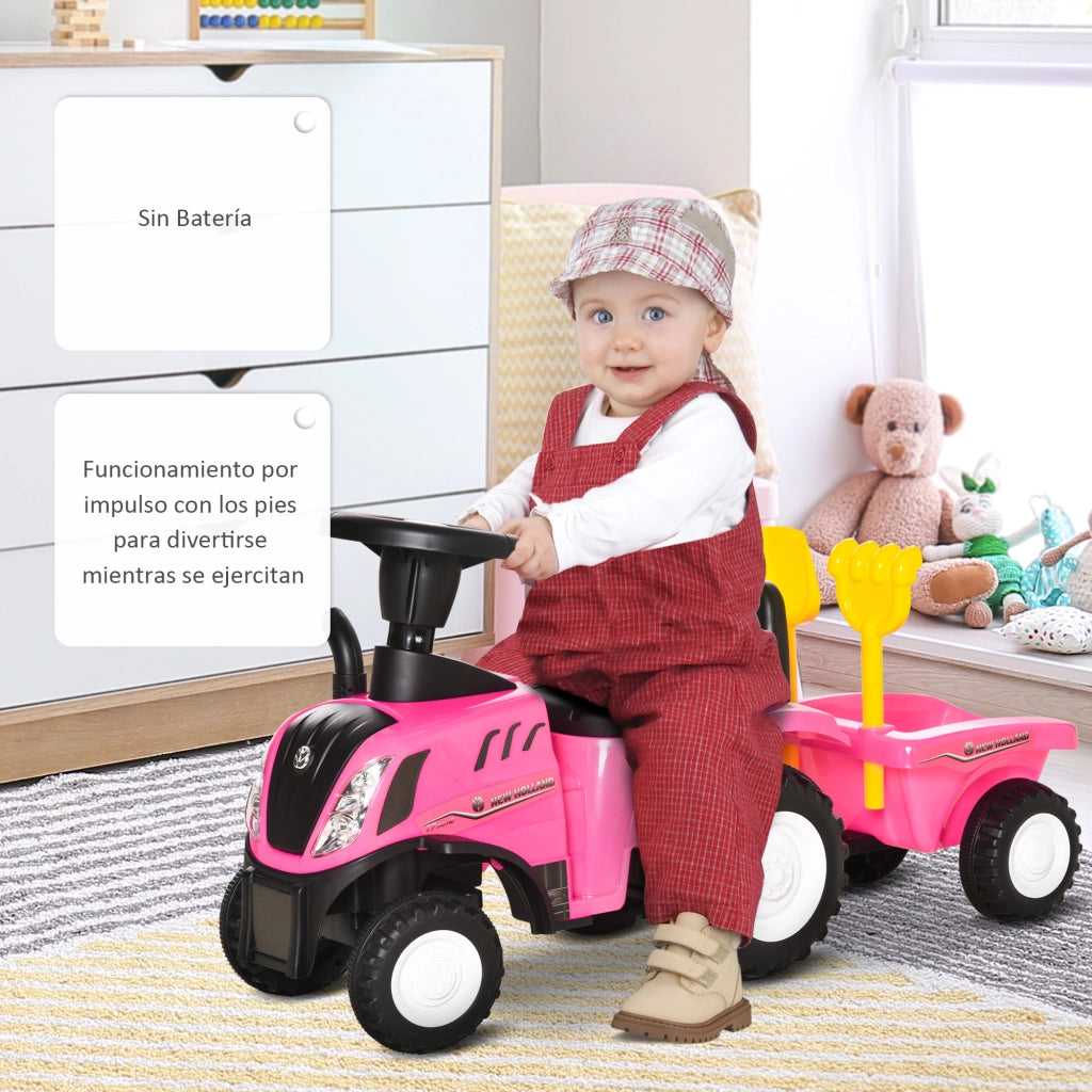 Tractorino Correpasillos con Rimorchio ¨C zephmum ¨C Rosa 91x29x44 cm