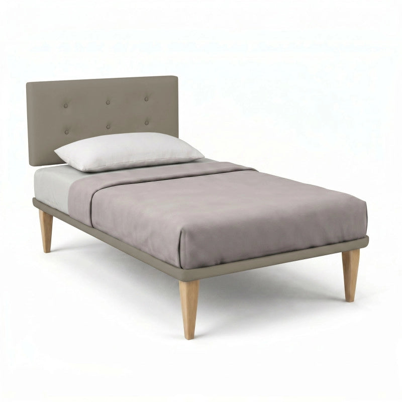 Letto imbottito Piazza e mezzo 120x200 cm Button - Similpelle,Cappuccino,Con rete