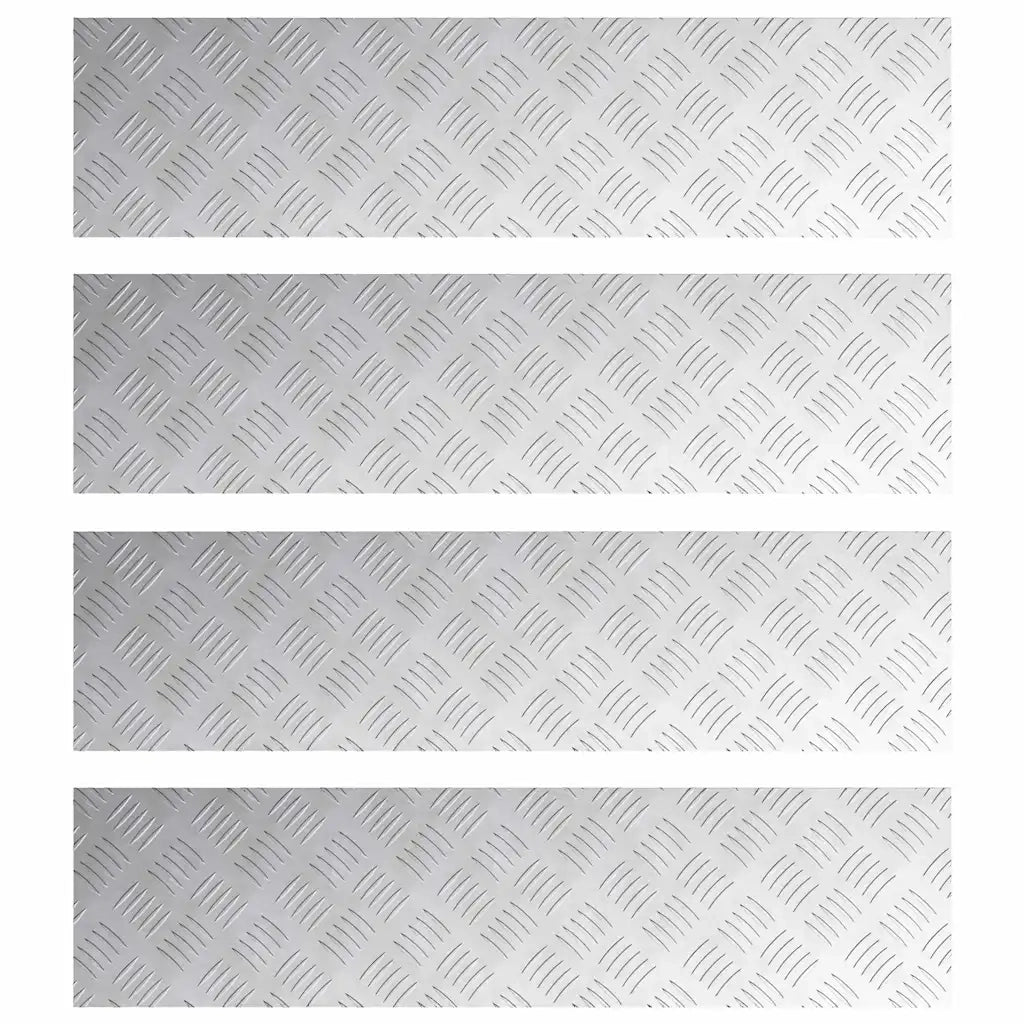 Gradini per Scale 4 pz | Tappetini per scale autoadesivi Argento 100 x 25 cm Alluminio