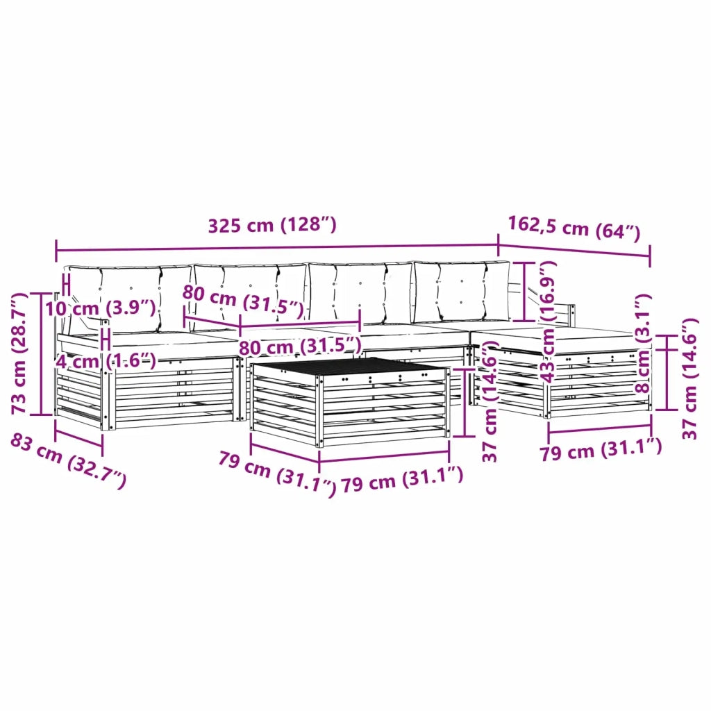 Set di divani da esterno con cuscino 6 pcs Naturale e Crema 3373355