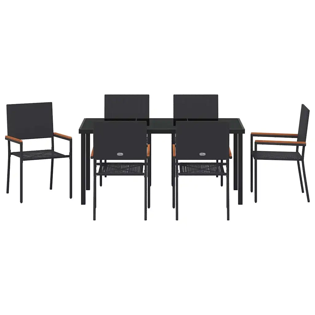 Set da Pranzo per Giardino con cuscino 7 pcs Nero polyrattan 3379706