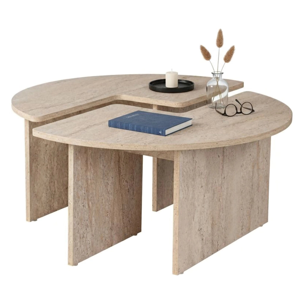 Tavolino da salotto Tairn, Tavolo basso da caffè, Portariviste per divano, Ripiano da soggiorno, 90x90 h41 cm, Beige
