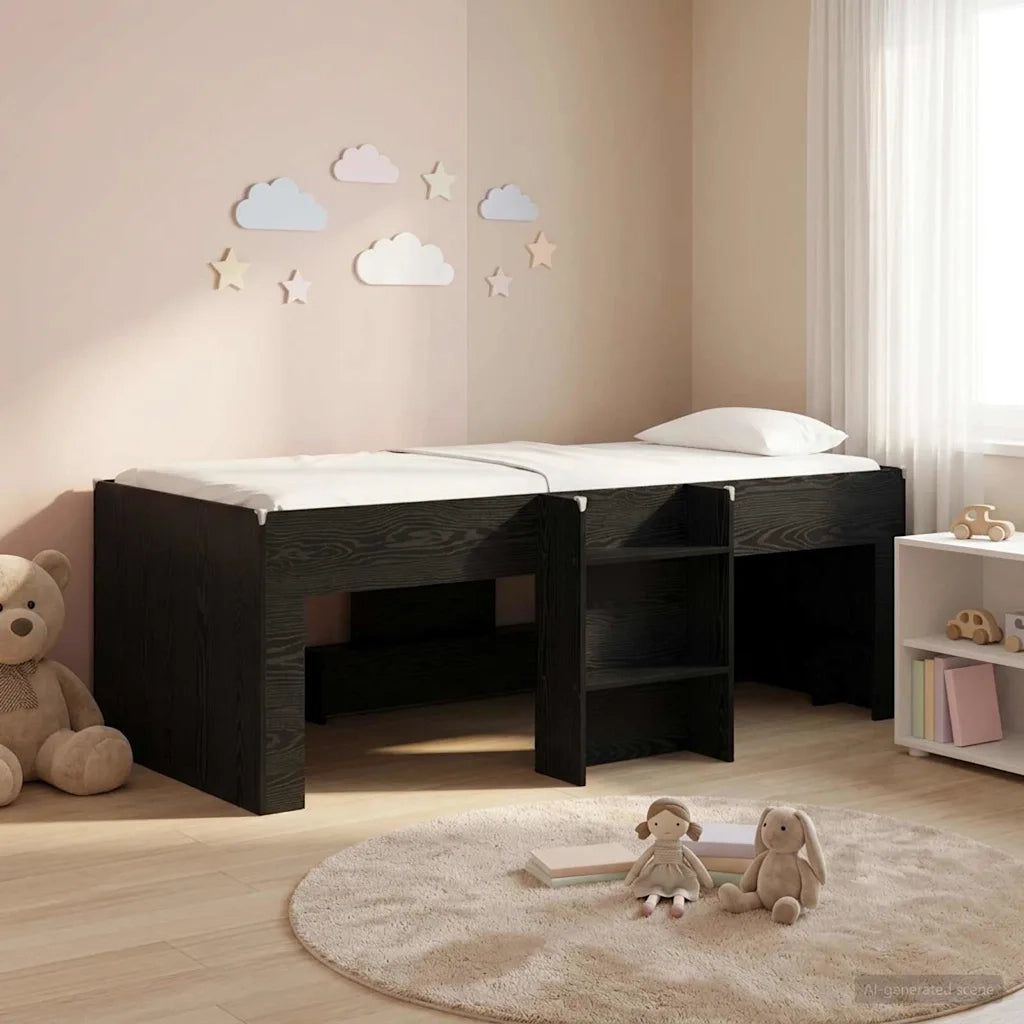 Letto Alto per Bambini 2 pcs Rovere Nero 203 x 101,1 x 68,5 cm