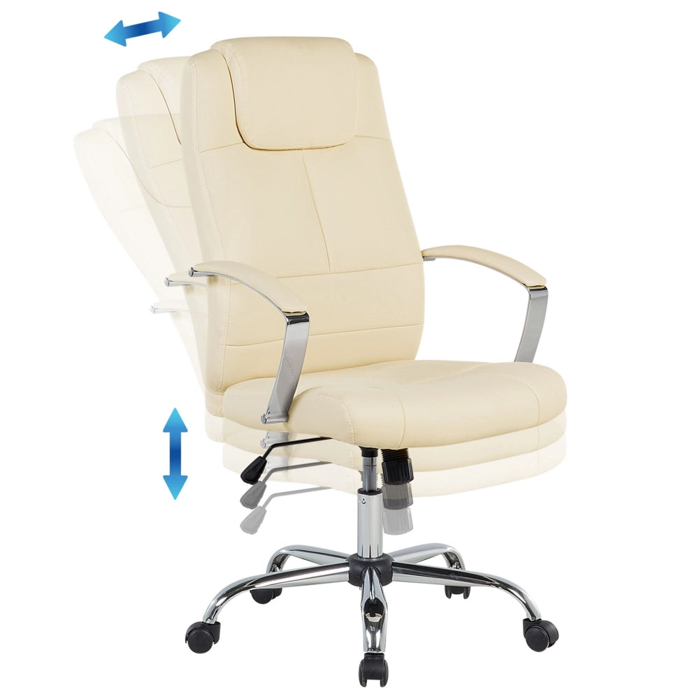 Sedia da Ufficio Girevole Regolabile in Ecopelle di colore Beige Ufficio Inclinabile