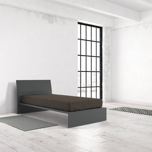 Lenzuolo Sotto con Angoli ed Elastico Tinta Unita Marrone Matrimoniale Maxy