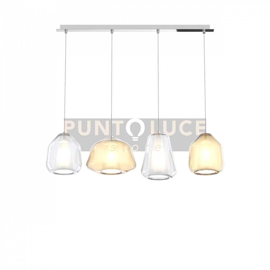SOSPENSIONE CROMO 4 LUCI RETTANGOLARE ALPHA AM + BETA TR + BETA AM + GAMMA TR 1176CR-S4 R ABG-TA