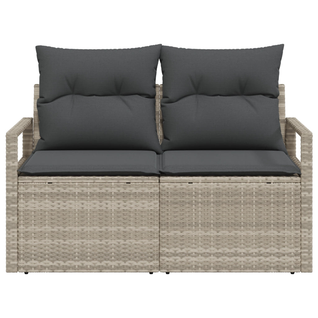 Divano da Giardino a 2 Posti con Cuscini Grigio in Rattan Sintetico