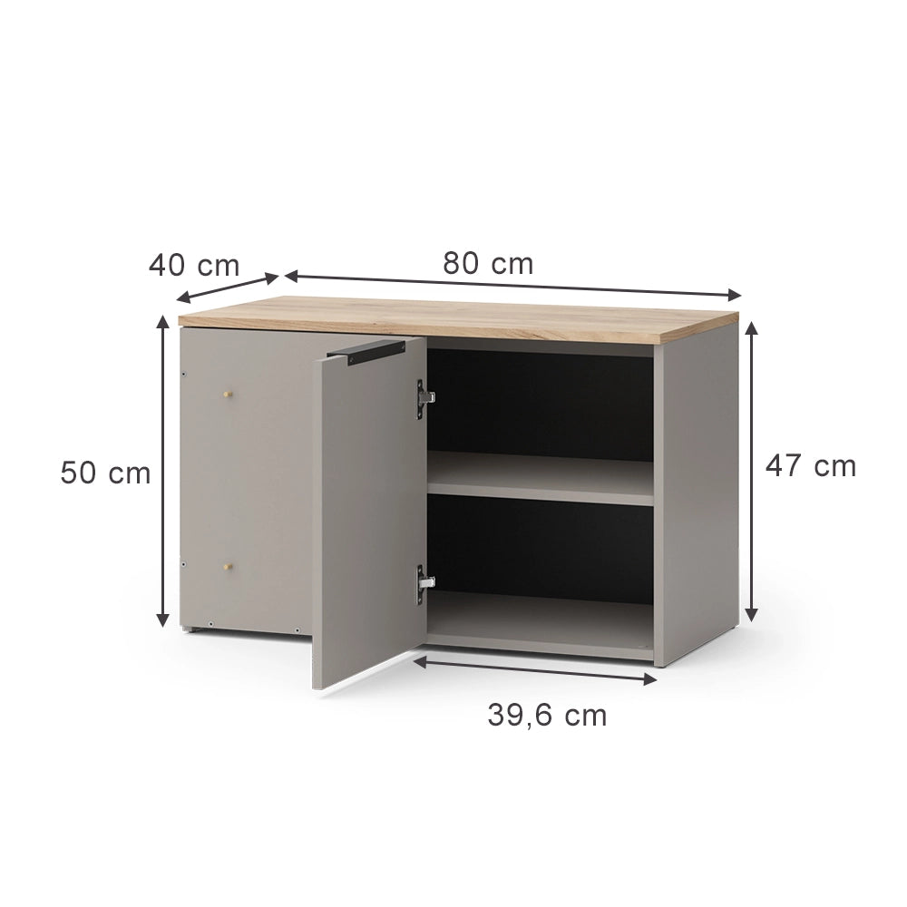 Vicco Credenza Grigio 80 x 50 cm con porta