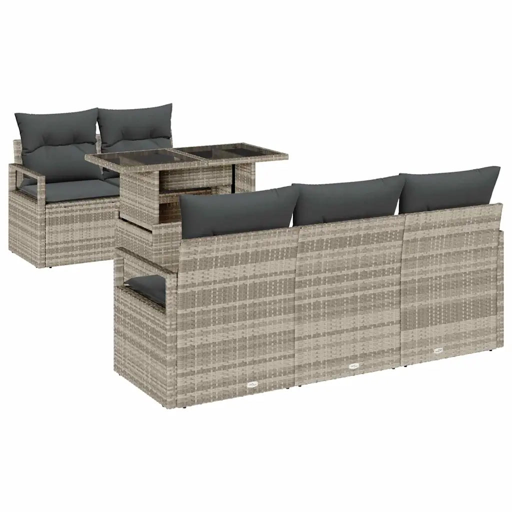 Set Divano da Giardino 6 pcs Grigio chiaro polyrattan 3348738