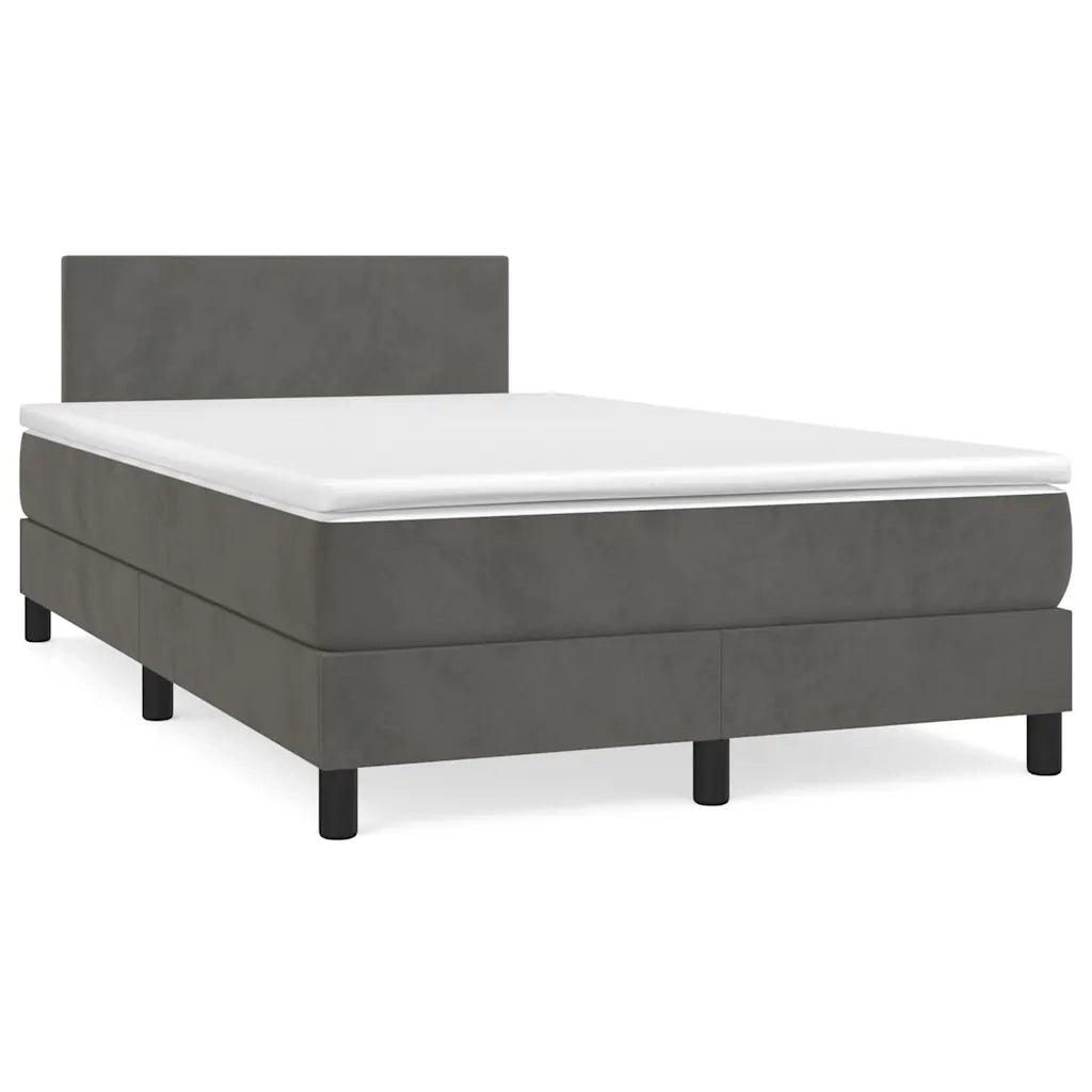 Letto a Molle Materasso e LED Grigio Scuro 120x190cm in Vellutocod mxl 91402