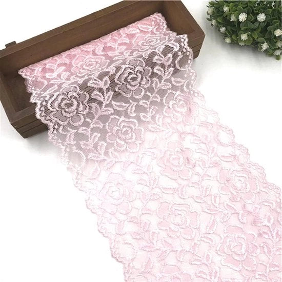 Lint elastico con disegno di fiori - adatto per abbigliamento e intimo - decorativo - 5 yard - 18 cm largo