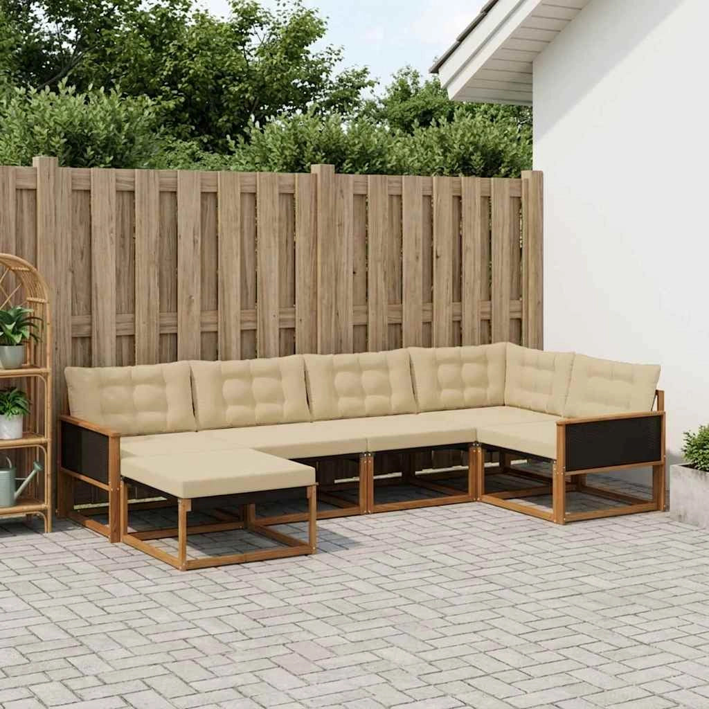 Set di divani da esterno 6 pz Naturale e Beige 3381529