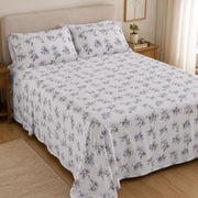 Saliro, set Completo Letto Matrimoniale in Percalle, Viola Lavanda