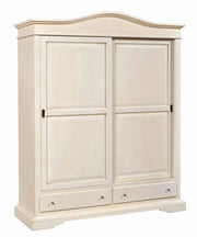 Armadio classico 2 ante scorrevoli legno avorio patinato 180x67x225 - Mobili 2G