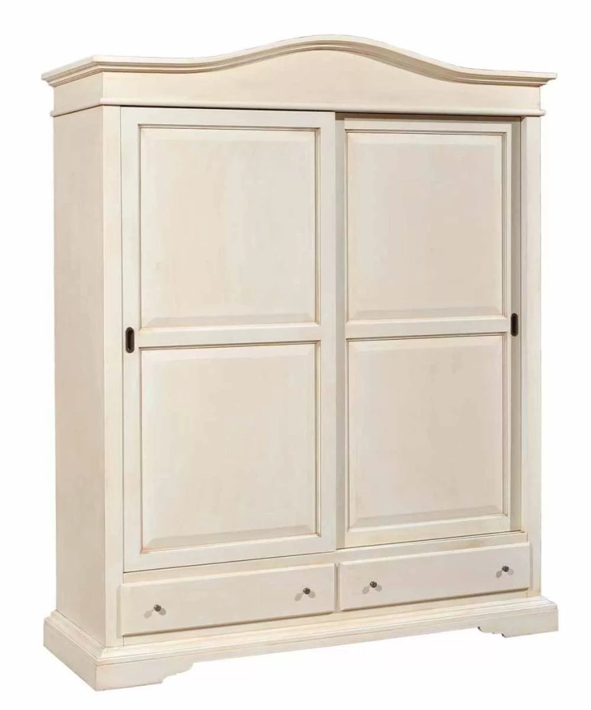 Armadio classico 2 ante scorrevoli legno avorio patinato 180x67x225 - Mobili 2G